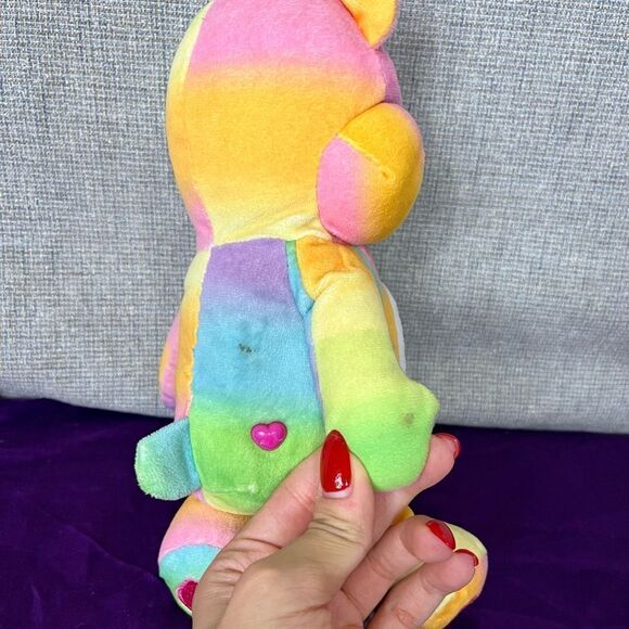 Care Bears Unlock The Magic Rainbow Heart Togetherness Plush Tie-Dye Bear 10” - Picture 4 of 4
